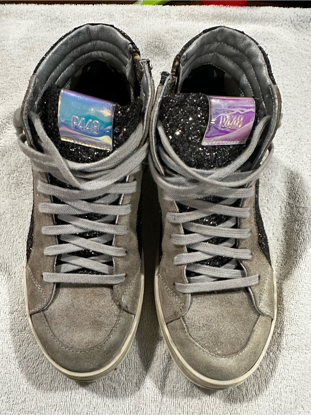 P448 Women's Black Glitter Skater high top